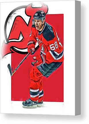 Jaromir Jagr New Jersey Devils Oil Art Series 1 Joe Hamilton Canvas Print