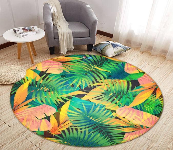 3D Big Red Leaf 222 Round Rug – Round Carpet Home Decor