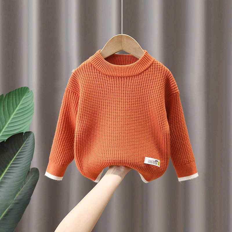 Autumn Winter Baby Girls Boys Sweaters Coat Kids Knitting Pullovers Tops Baby Boys Girls Solid Color Long Sleeve Sweaters 2-9Y alx