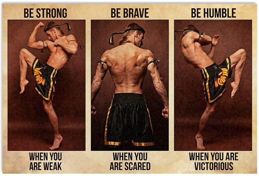 Vintage Muay Thai Be Strong Be Brave When You Are Scared Poster Art Print      Home Decor Gift For Men Women Family Friend On Birthday Xmas