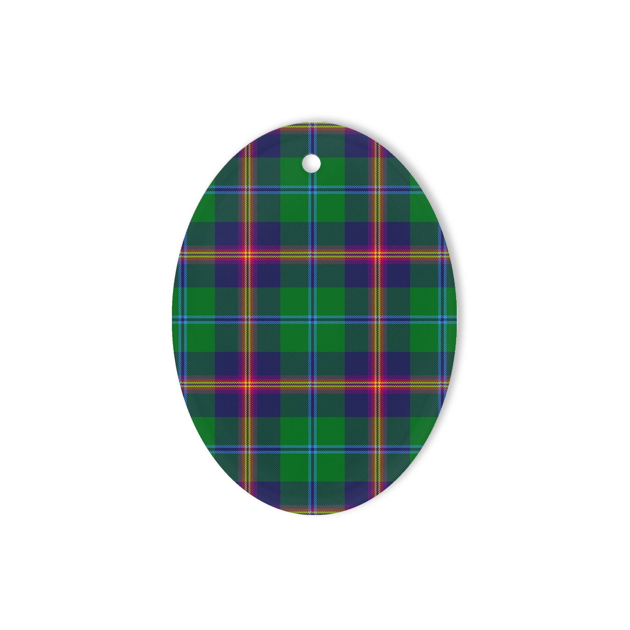 Young Tartan Oval Ornaments, Christmas Tree Ornament, Plaid Christmas Ornaments, Ceramic Oval Christmas Tree Decoration