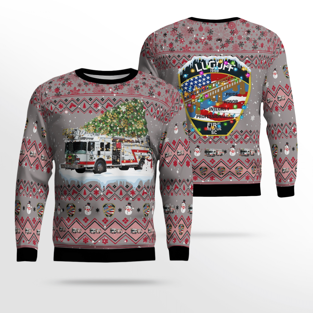 South Carolina, Lugoff Fire Department Christmas Aop Sweater, Gift For Christmas Ugly Sweater