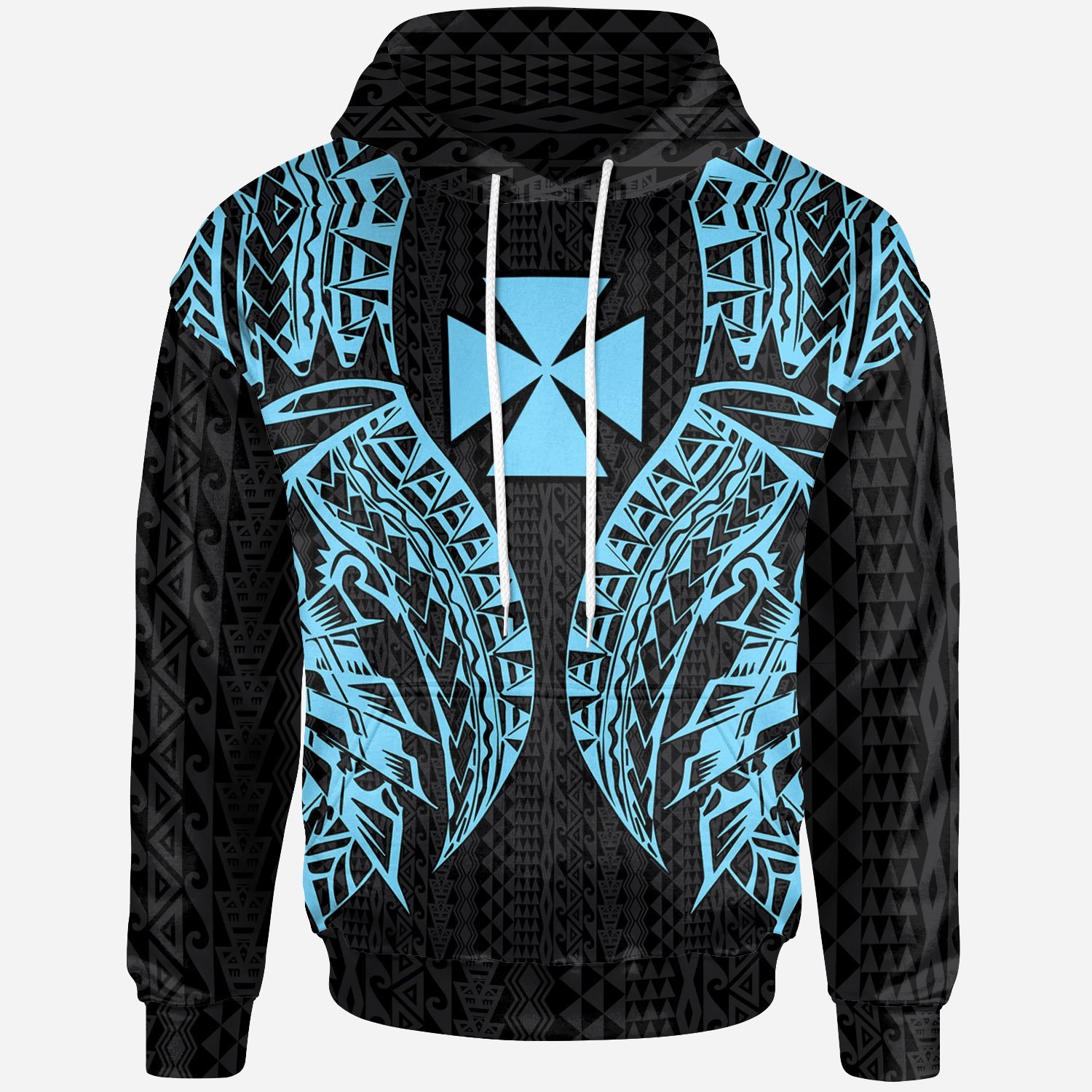 Wallis’nd Futuna Hoodie – Polynesian Lion Head Neon Style – Pacific Print Hoodie