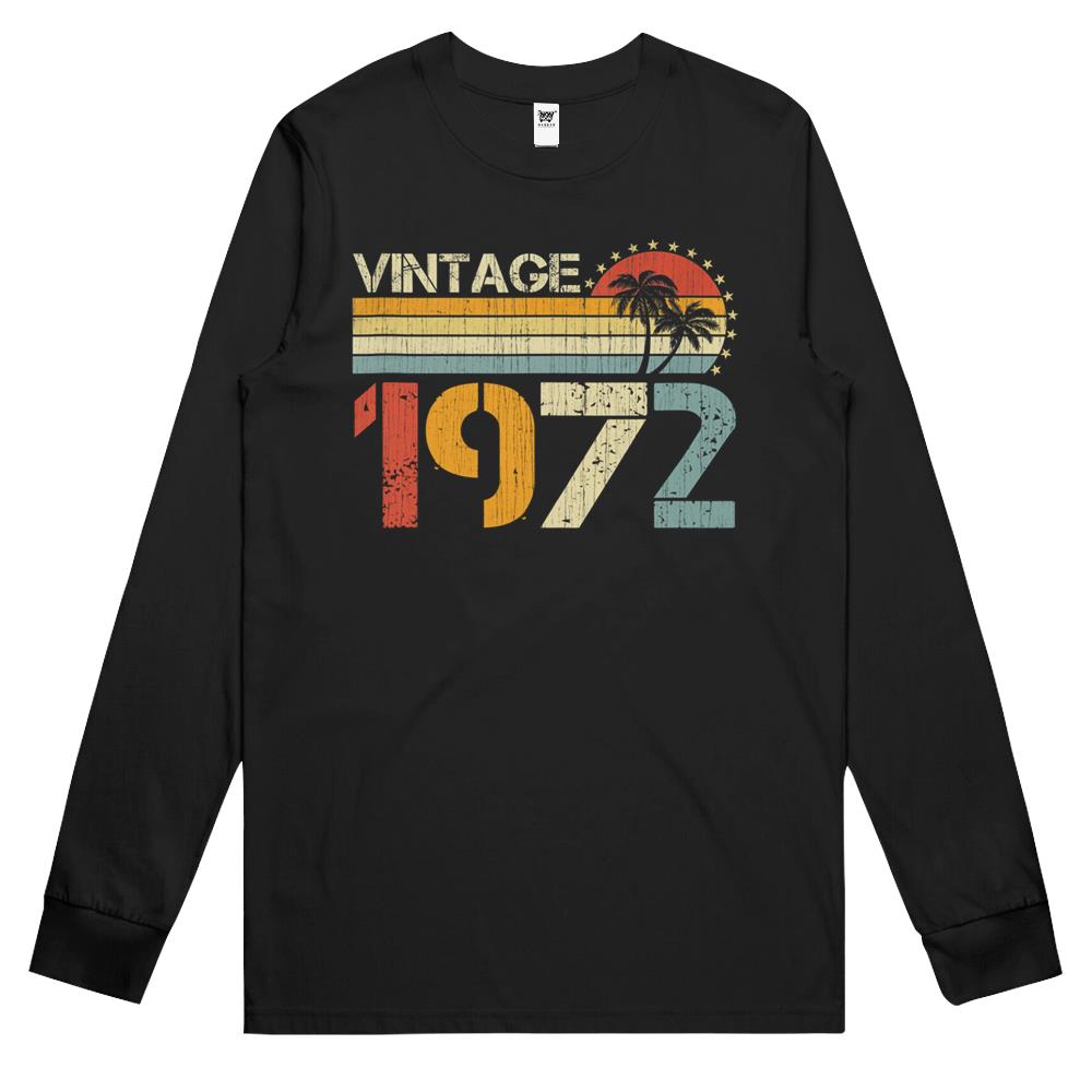 50Th Birthday Gift Vintage 1972 50 Year Old Retro Men Women Long Sleeve T Shirts