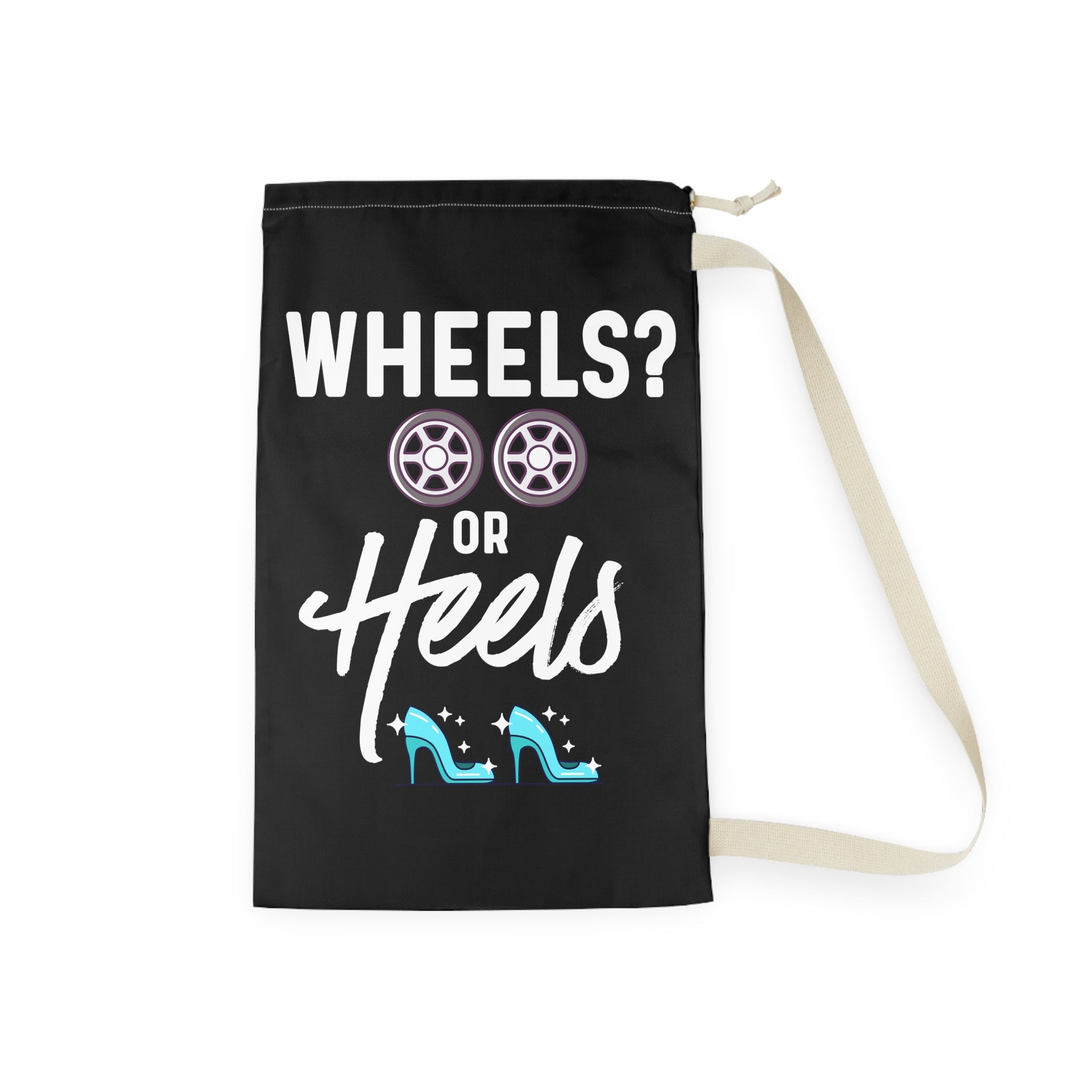 Wheels Or Heels Gender Reveal Shirt Laundry Bag