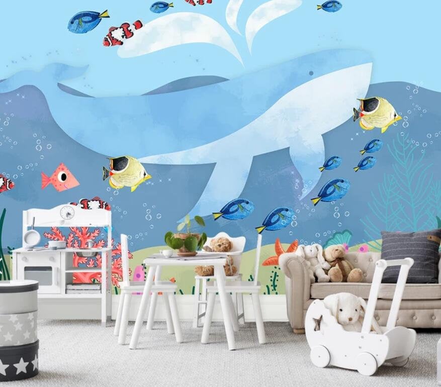 3D Kids, Dreamy, Whale Wallpaper-Nursery