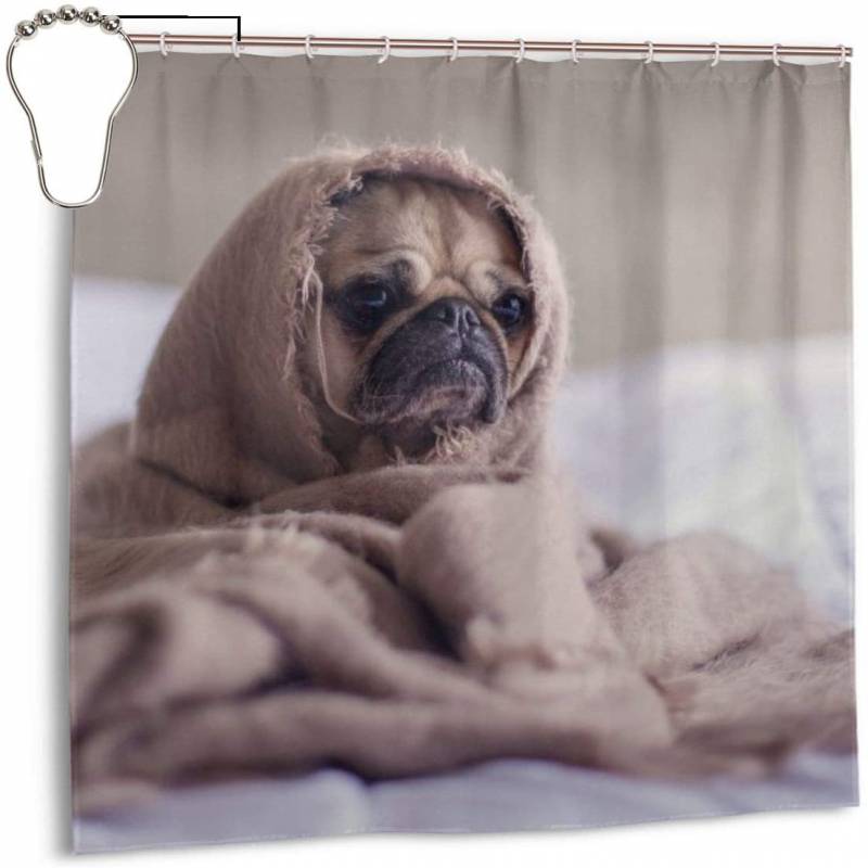 Shower Curtain-Puppy surrounded by blanket Shower Curtain