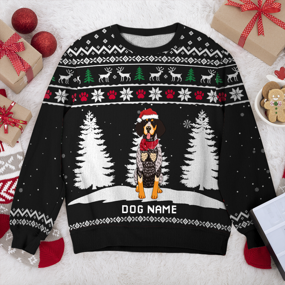 Bluetick Coonhound Winter Dog Personalized Sweater, Dog Ugly Christmas Sweater T-Shirt