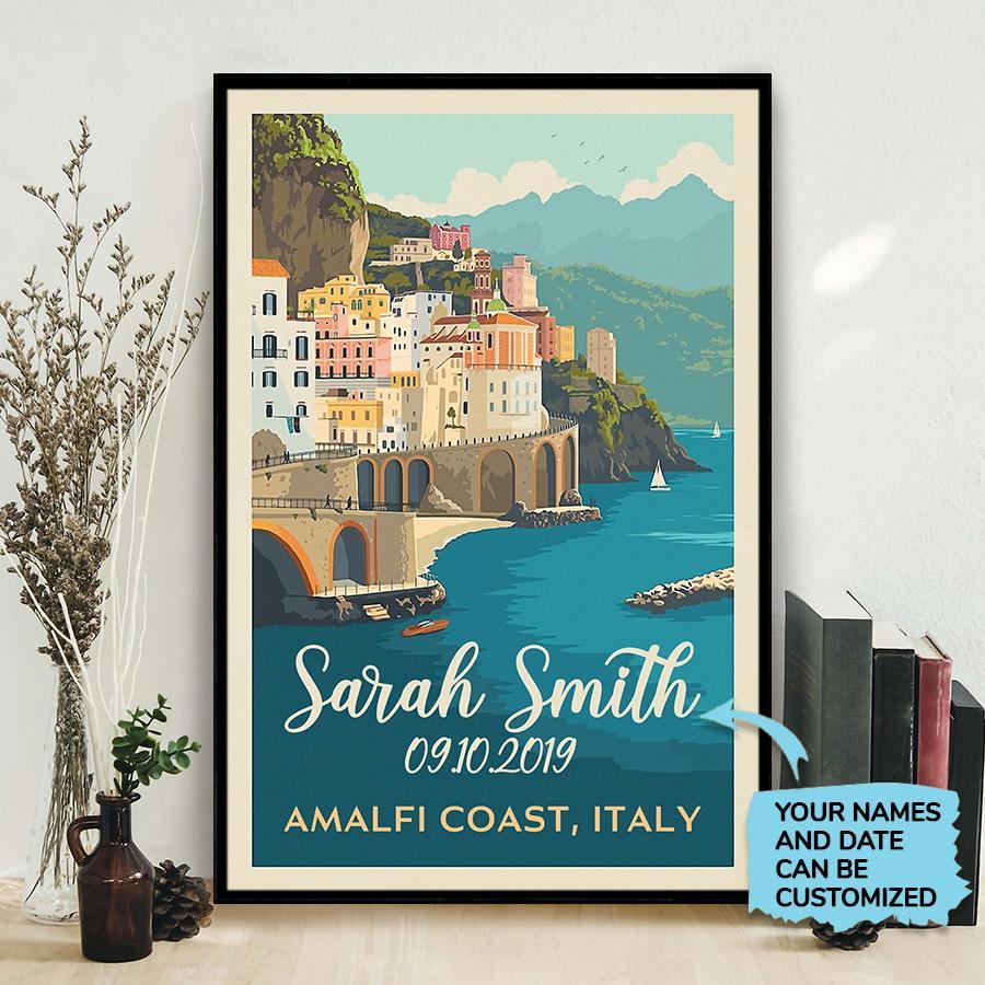 Aeticon Gifts Personalized Canvas Vintage Travel Amalfi Coast Italy Mom Dad Gift Home Decor