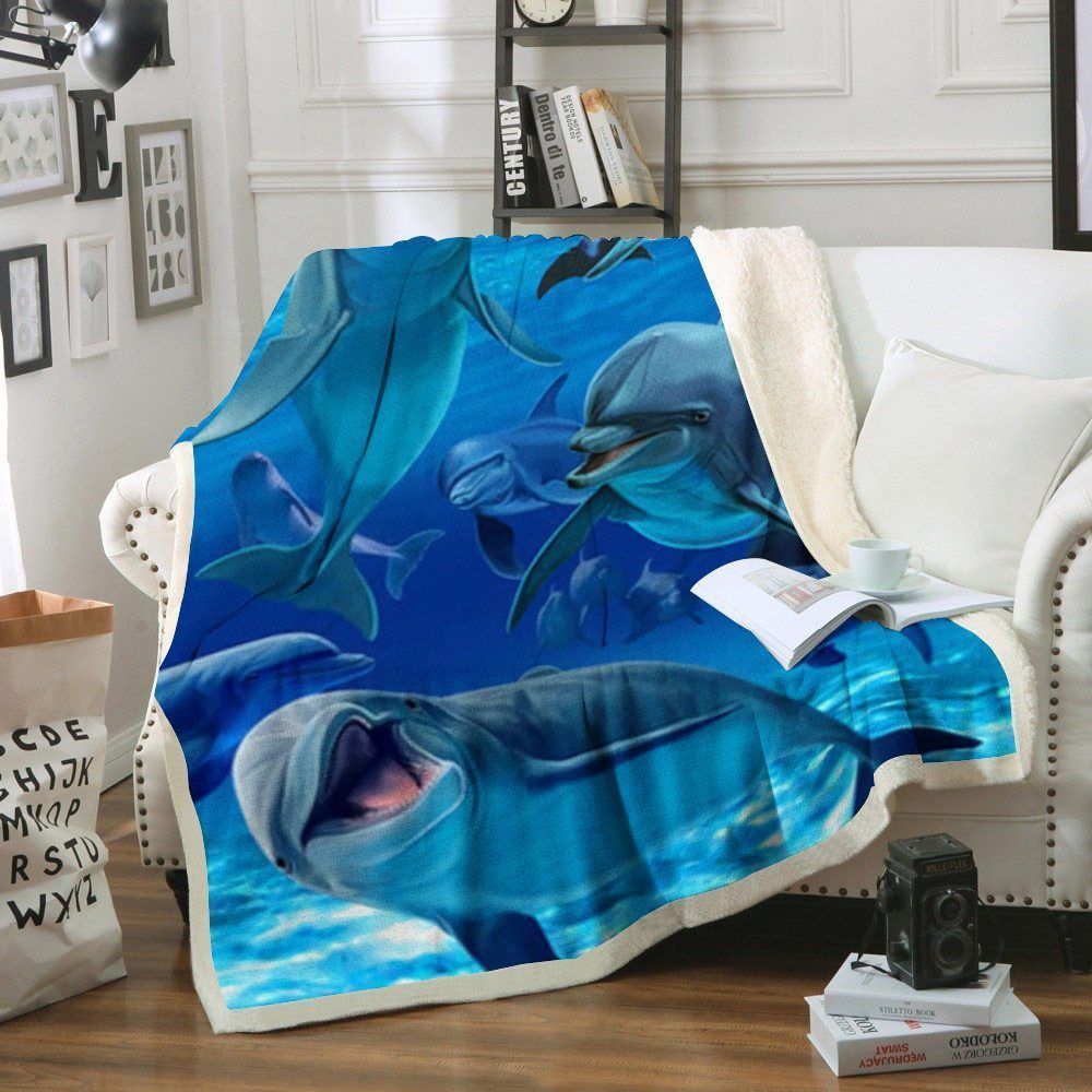 Dolphin Bl220818F Sherpa Fleece Blanket