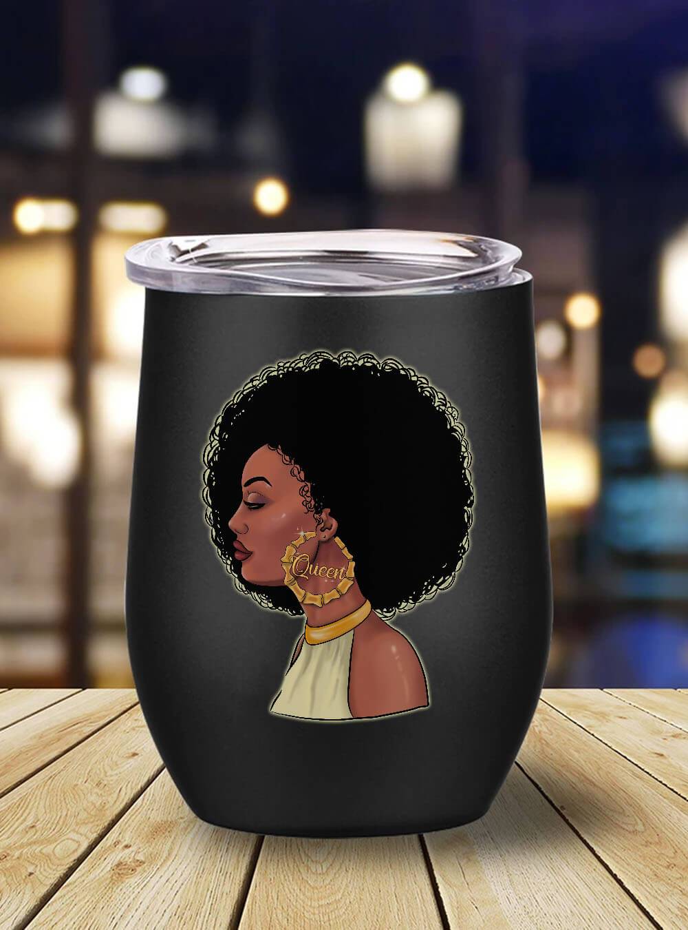 Afrocentric Tumbler Design Beautiful Black Queen Stainless Steel Wine Tumbler Mug Afrocentric Inspired Gifts Bps9264