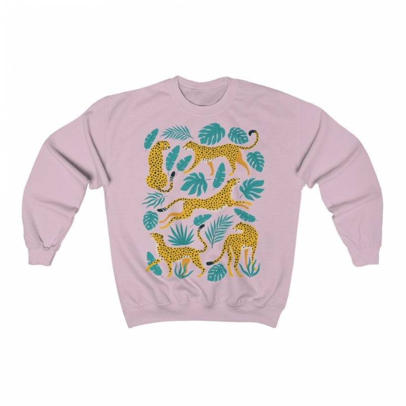 Crushtee big cat sweatshirt, crewneck sweater, jumpers, sweatshirt, leopard, jungle print, printed sweatshirt, graphic top, womens clothing, unisex Long Sleeve Hoodie