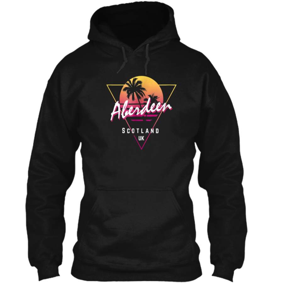 Aberdeen Scotland 80s Retro  | Neon Sunset Pullover Hoodie 8 oz