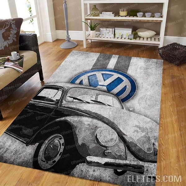 Vintage Gray Volkswagen Floor Area Rug Beetles Car Floor Area Rug