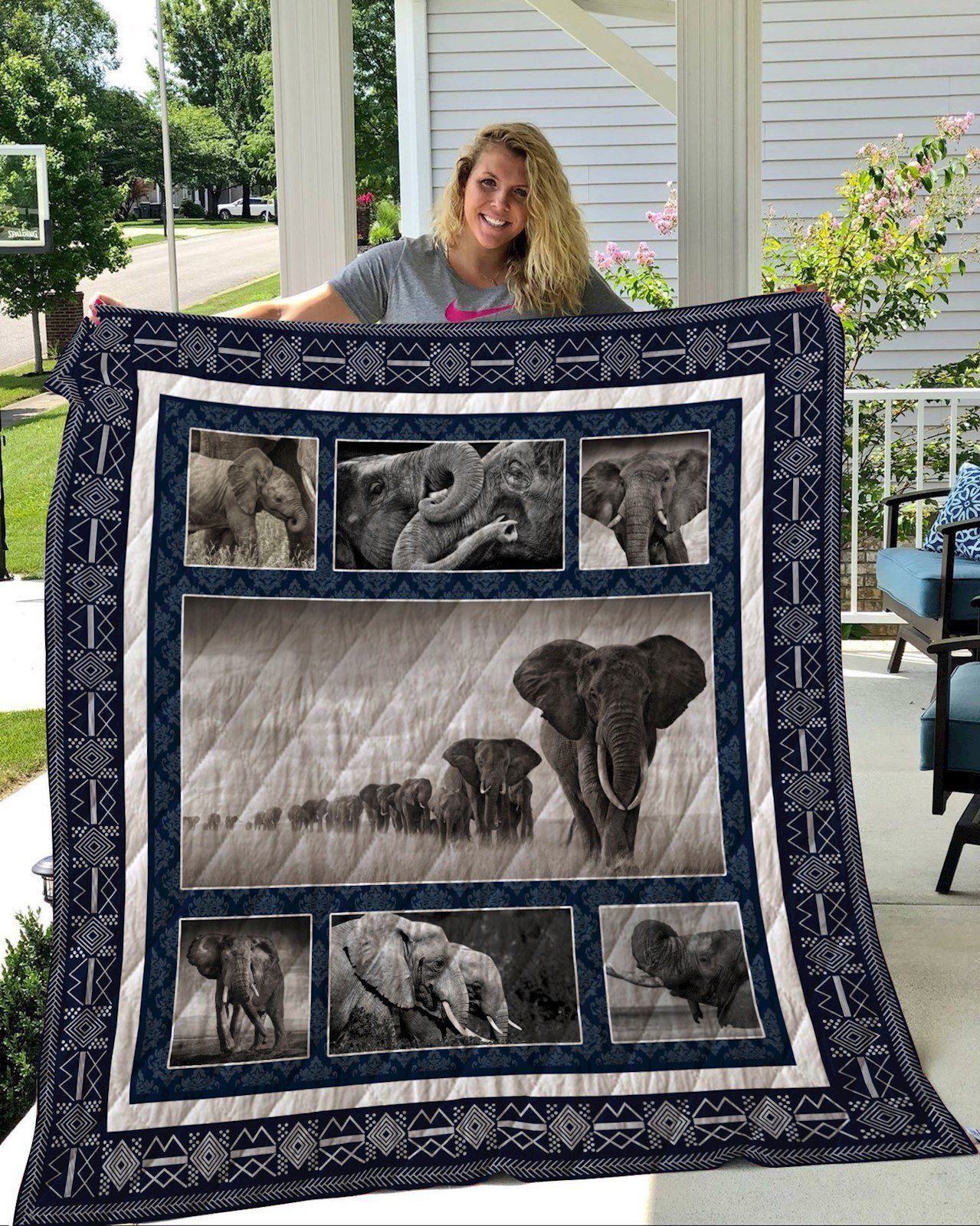 Lalasea 3 Elephant 3D Customized Quilt Blanket Esr1575