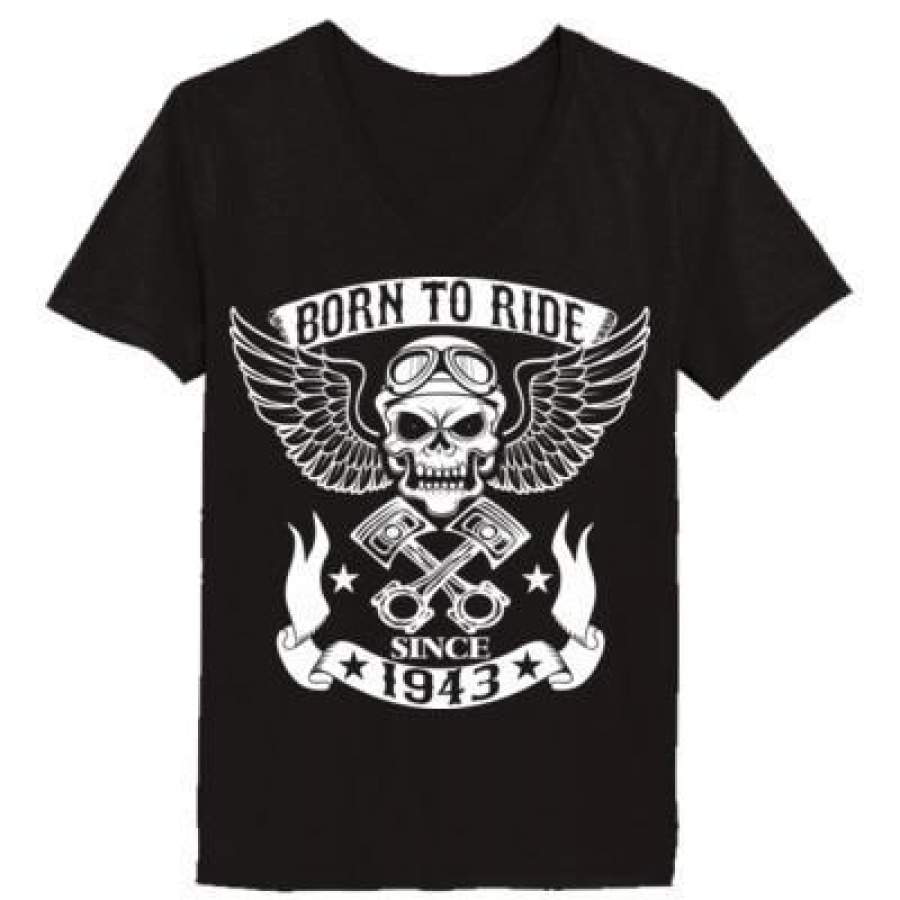 AGR Born To Ride Since 1943 – Ladies’ V-Neck T-Shirt