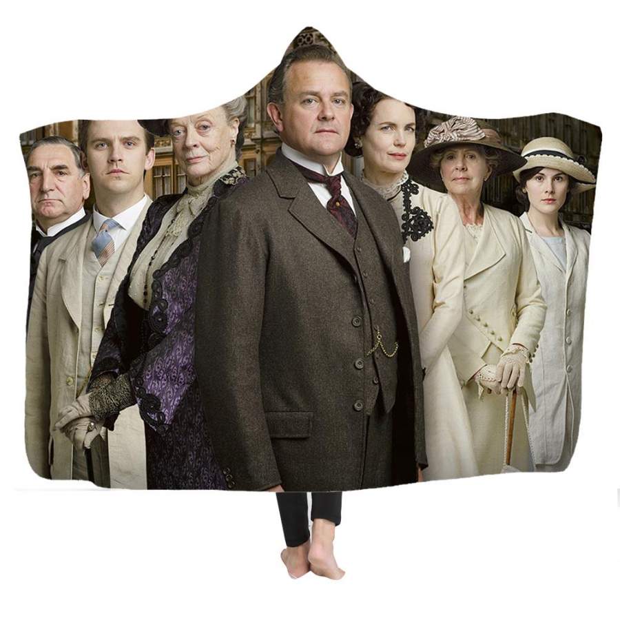 2019 Downton Abbey Hooded Blanket Jacket Soft Plush Sherpa Blanket with 3D Printed Pattern