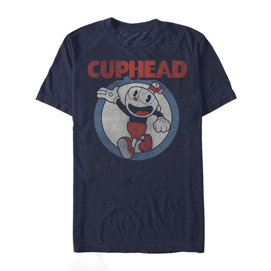 Cuphead Vintage Circle Mens Graphic T Shirt