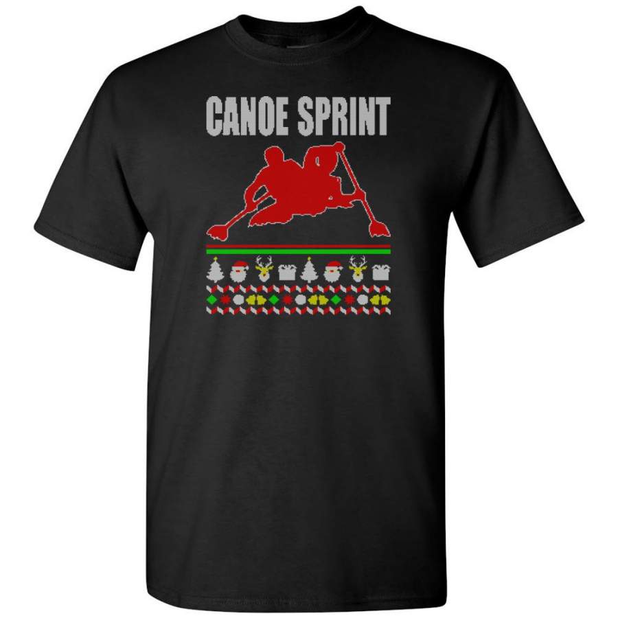 Canoe Sprint Ugly Christmas Sweater – Short Sleeve T-Shirt