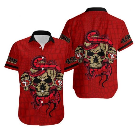 Gift For Husband Gift For Dad San Francisco 49Ers Snake And Skull Hawaiian Shirt Mh4