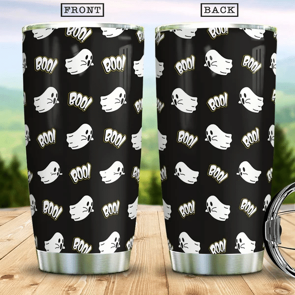 Boo Ghost Halloween Character Halloween Pattern Witch Boo Ghost Scary Pumpkin Trick Or Treat Halloween Stainless Steel Tumbler