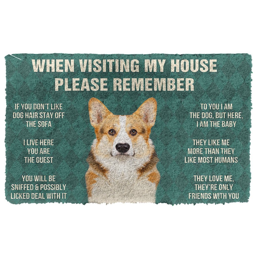 Gearhumans  Gearhuman 3D Please Remember Cardigan Welsh Corgi Dogs House Rules Custom Doormat