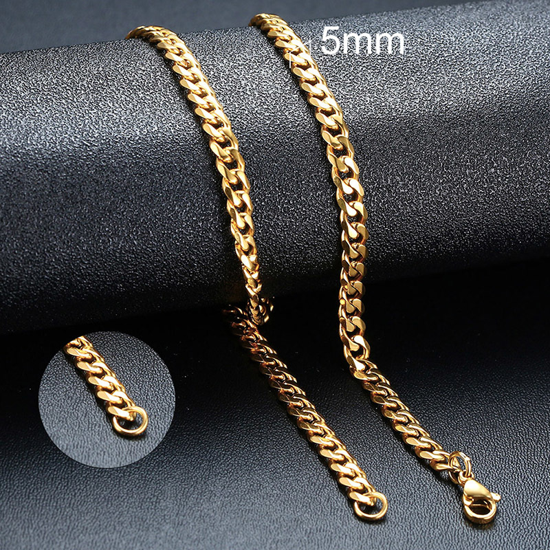 Vnox 3/5/7mm Mens Cuban Chain Necklaces, Stainless Steel Curb Twisted Rope Figaro Rolo Box Link Chokers, Simple Classic Collar alx