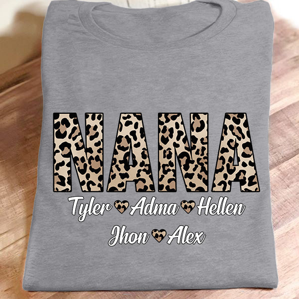 Nana – Leopard Heart Art | Personalized T-Shirt