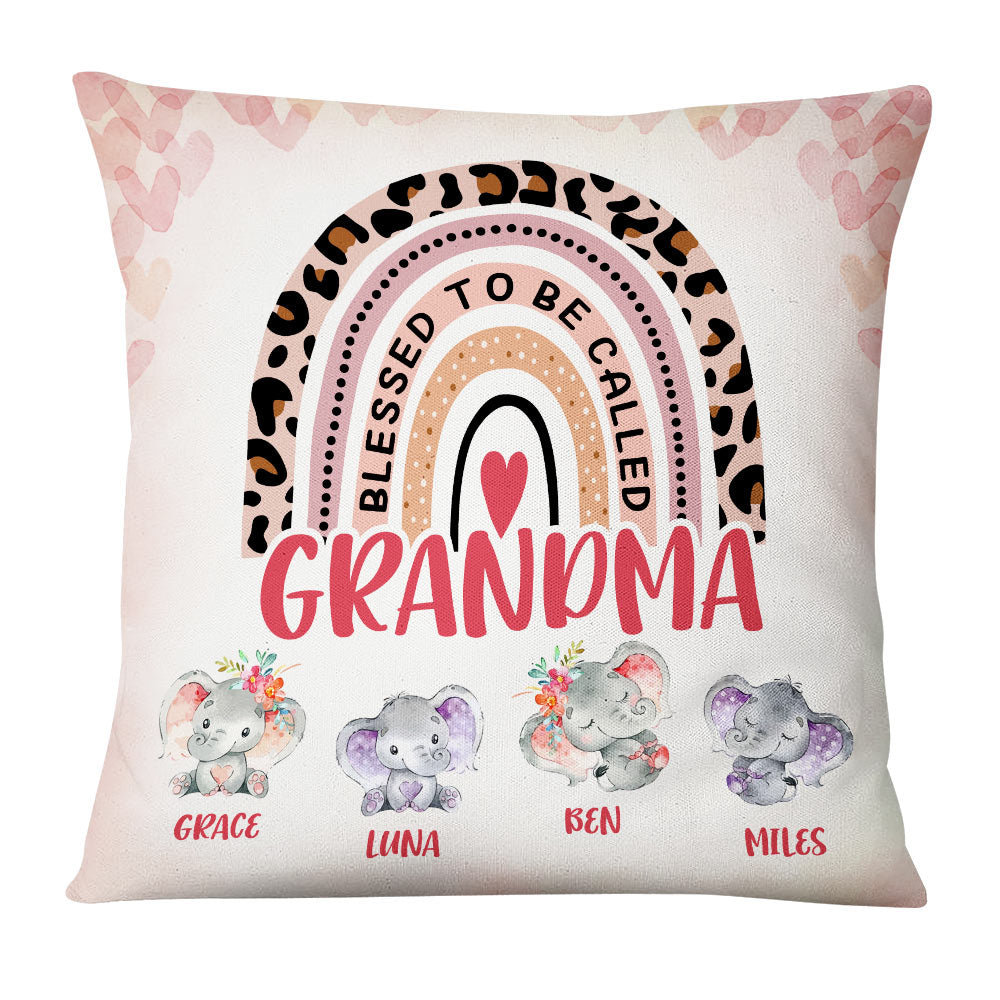 Personalized Blessed To Be Called Mom Grandma Kids Elephant Pillow Db71 85O36