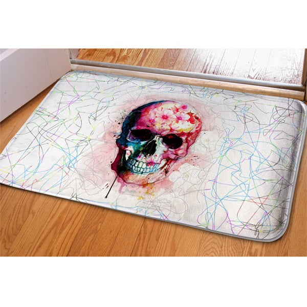 3D Corlorful Skull Head Print Doormat