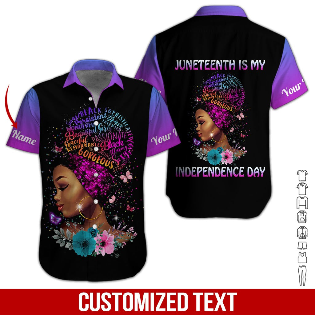 Juneteenth Is My Independence Day Custom Name Hawaii Shirt For Men Women Adult Ha51458