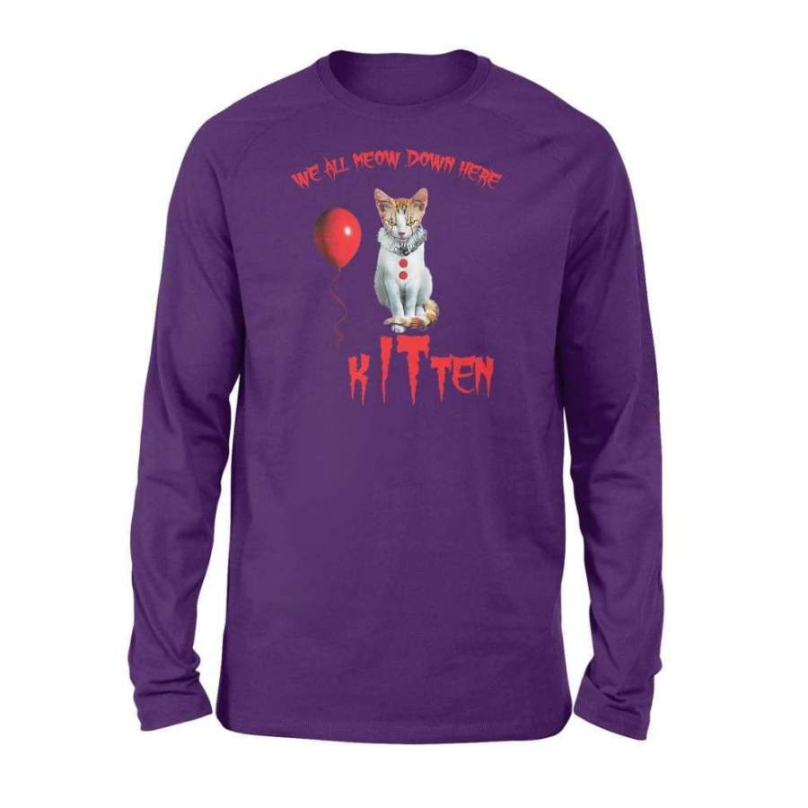 We All Meow Down Here Clown Kitten Halloween Costume Gift Shirt – Standard Long Sleeve