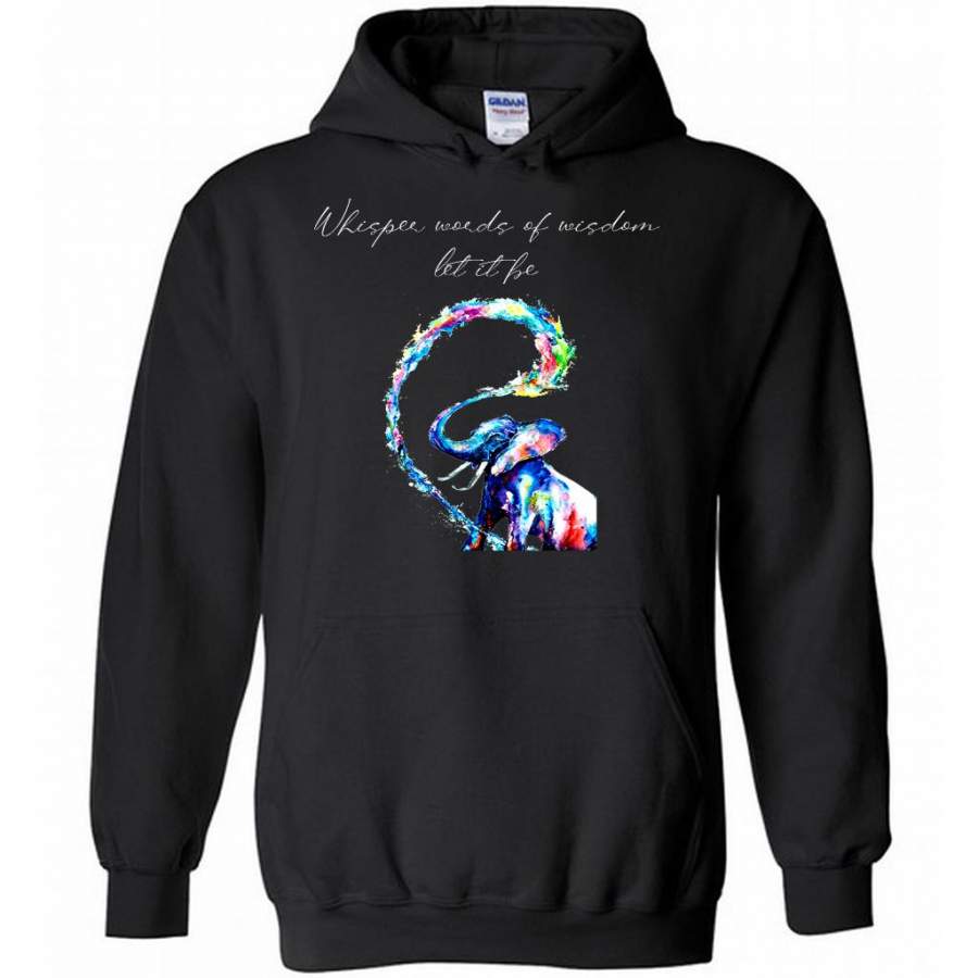 Whisper Words Of Wisdom Let It Be, Elephant Watercolor Art Design – Gildan Heavy Blend Hoodie