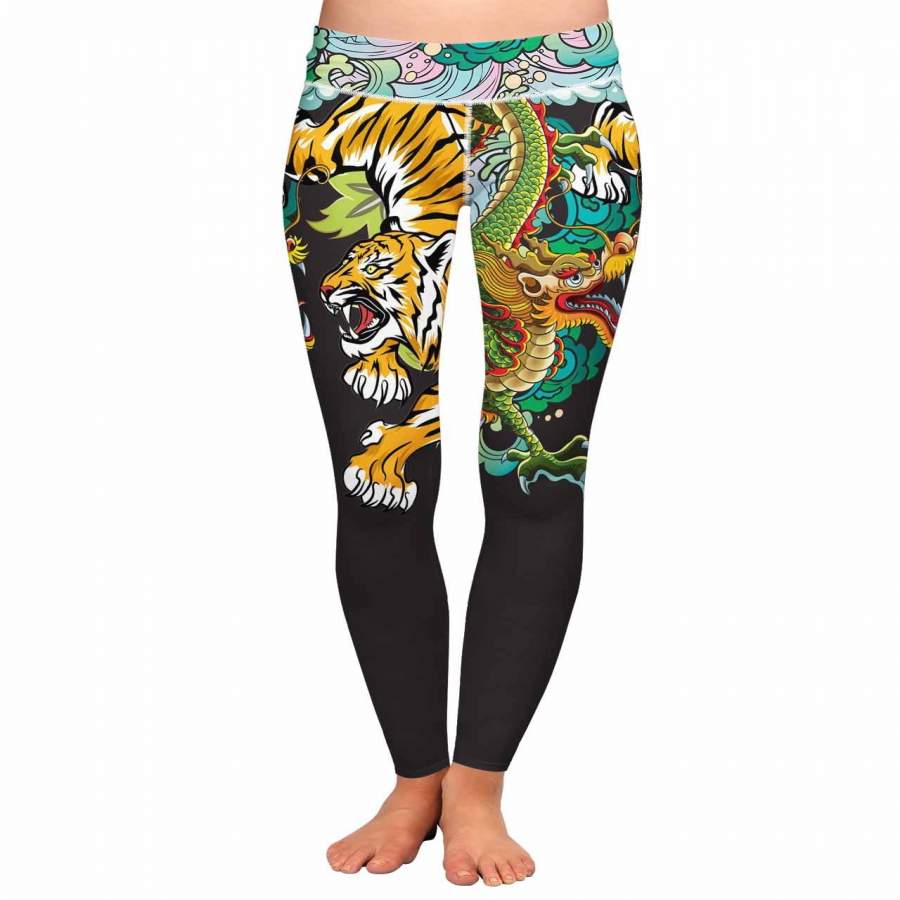 Tiger vs Dragon Yoga Leggings