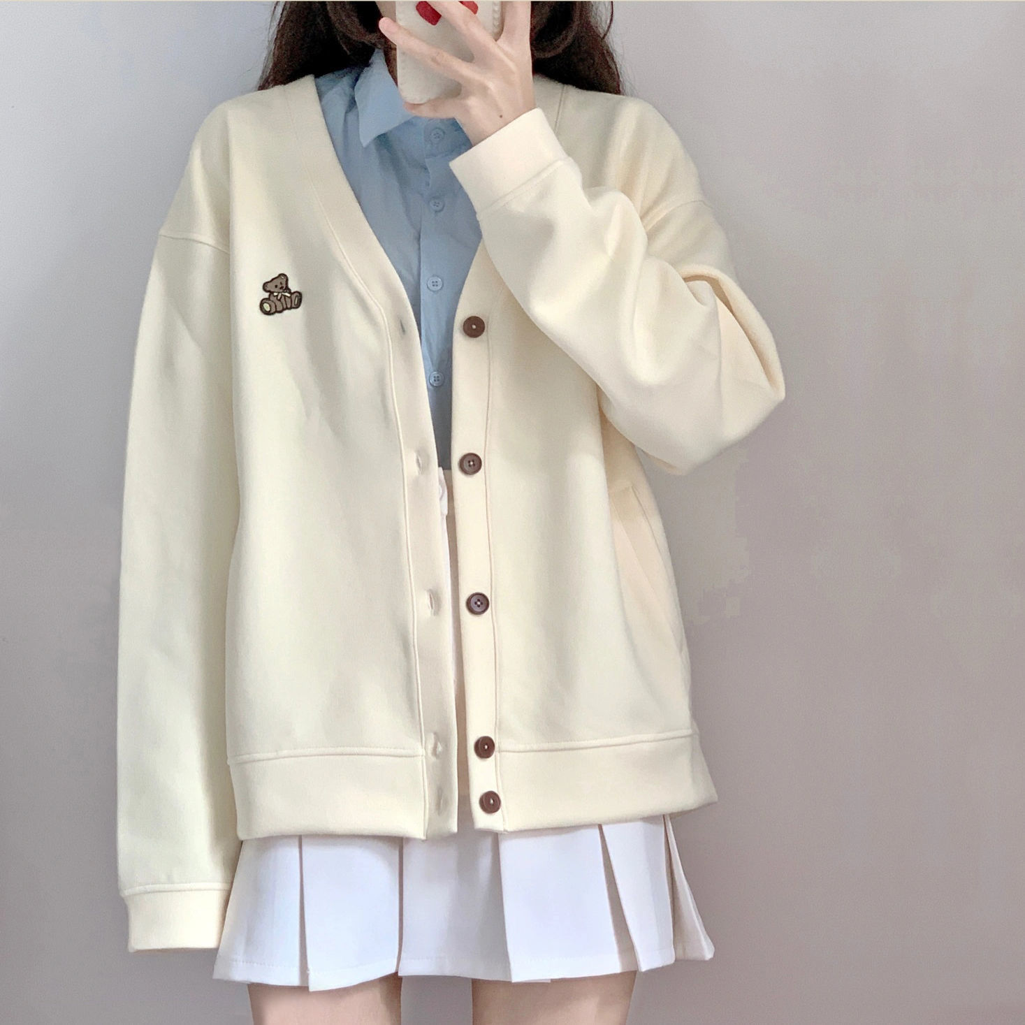 Autumn Japanese color blocking Baseball Jacket Soft girl kawaii female student 2022 new Korean loose Cardigan Sweater Jacket alx