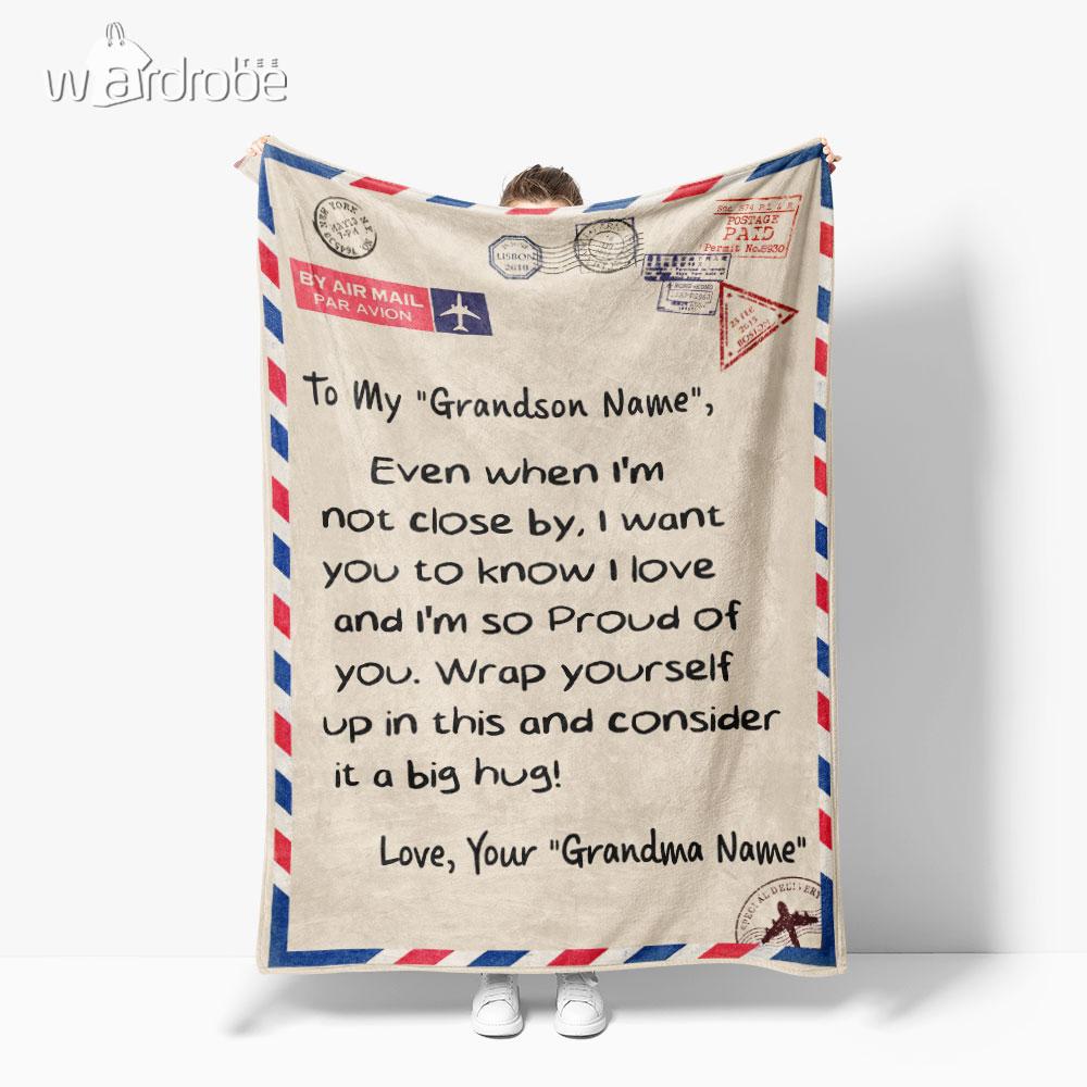 Custom Blanket Letter Personalized Name Grandma To My Grandson Blanket – Gift For Grandson