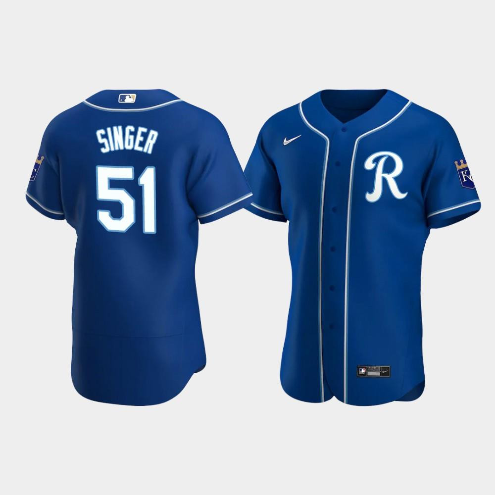 Brady Singer 51 Kansas City Royals Team Logo Royal Alternate Jersey