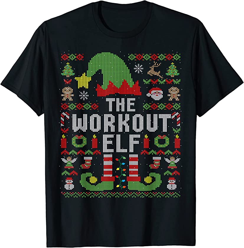 The Workout Elf Ugly Christmas Matching Family Group T-Shirt