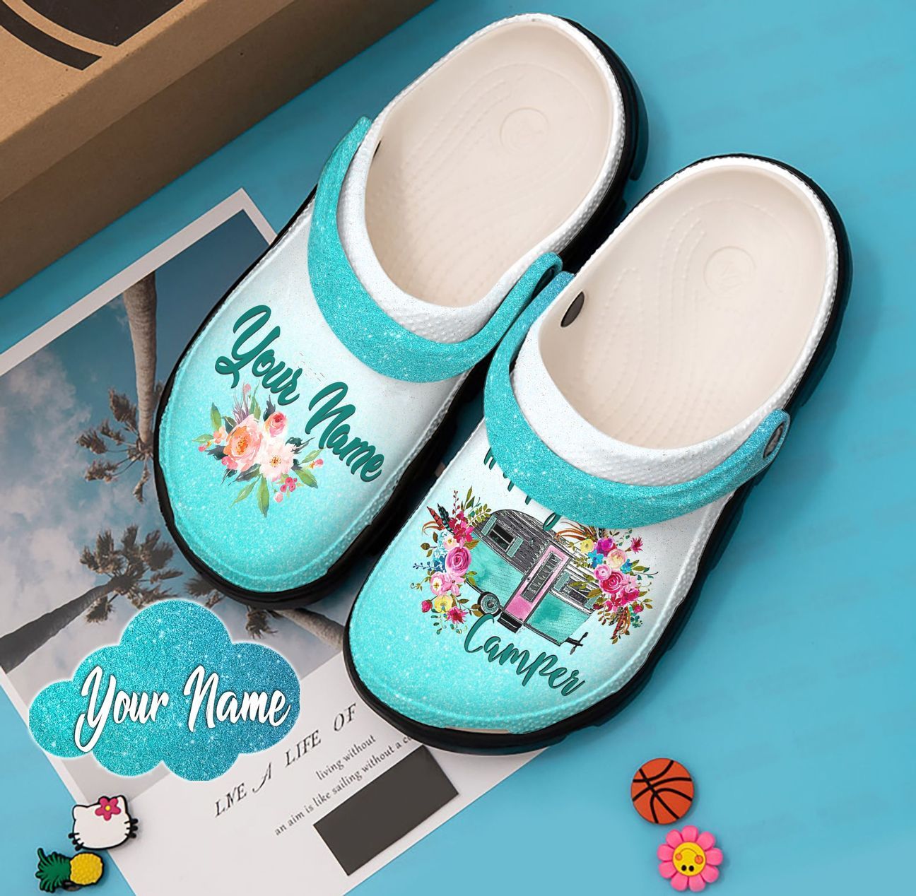 Happy Camper G Personalized Clog, Custom Name, Text, Color, Number Fashion Style For Women, Men, Kid, Print 3D