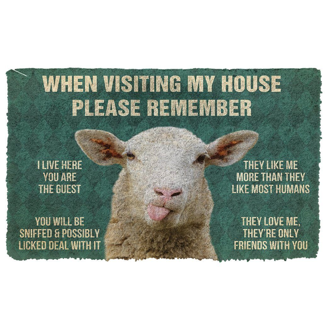 Gearhumans 3D Please Remember Sheeps House Rule Custom Doormat