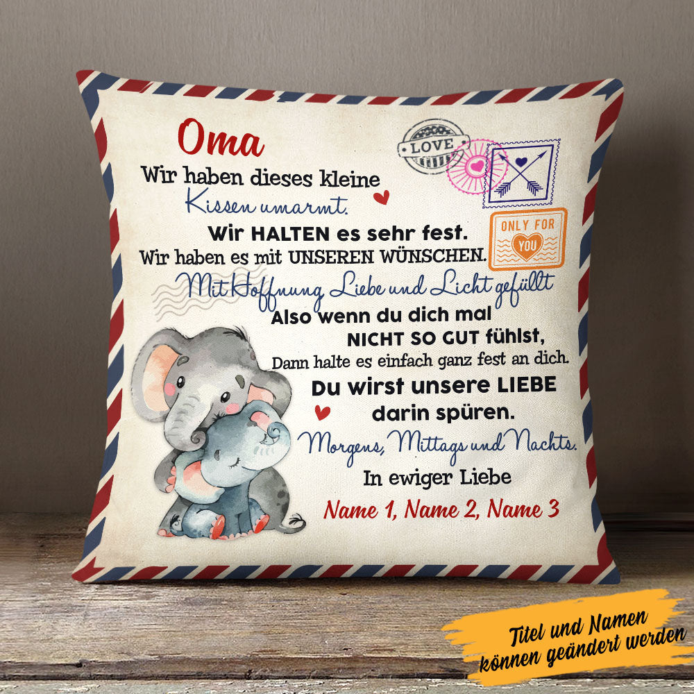 Personalized German Mama Oma Elephant Mom Grandma Pillow AP142 65O58 (Insert Included)