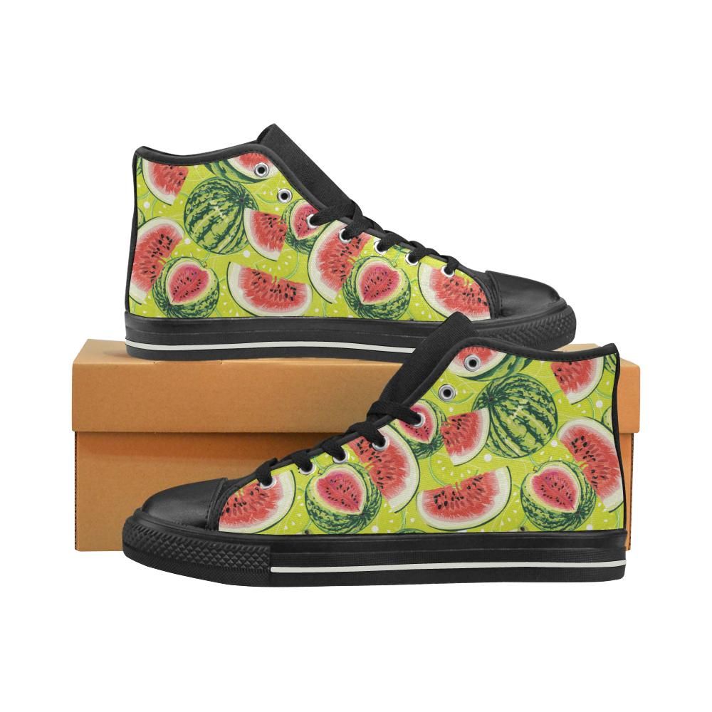 Watermelon Theme Pattern Men’s High Top Shoes Black