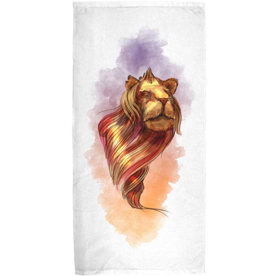 Watercolor Twisting Lion All Over Bath Towel