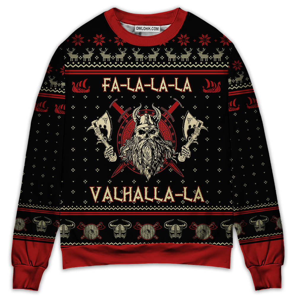 Viking Valhalla Black And Red – Sweater  – Ugly Christmas Sweaters  – Owl Ohh