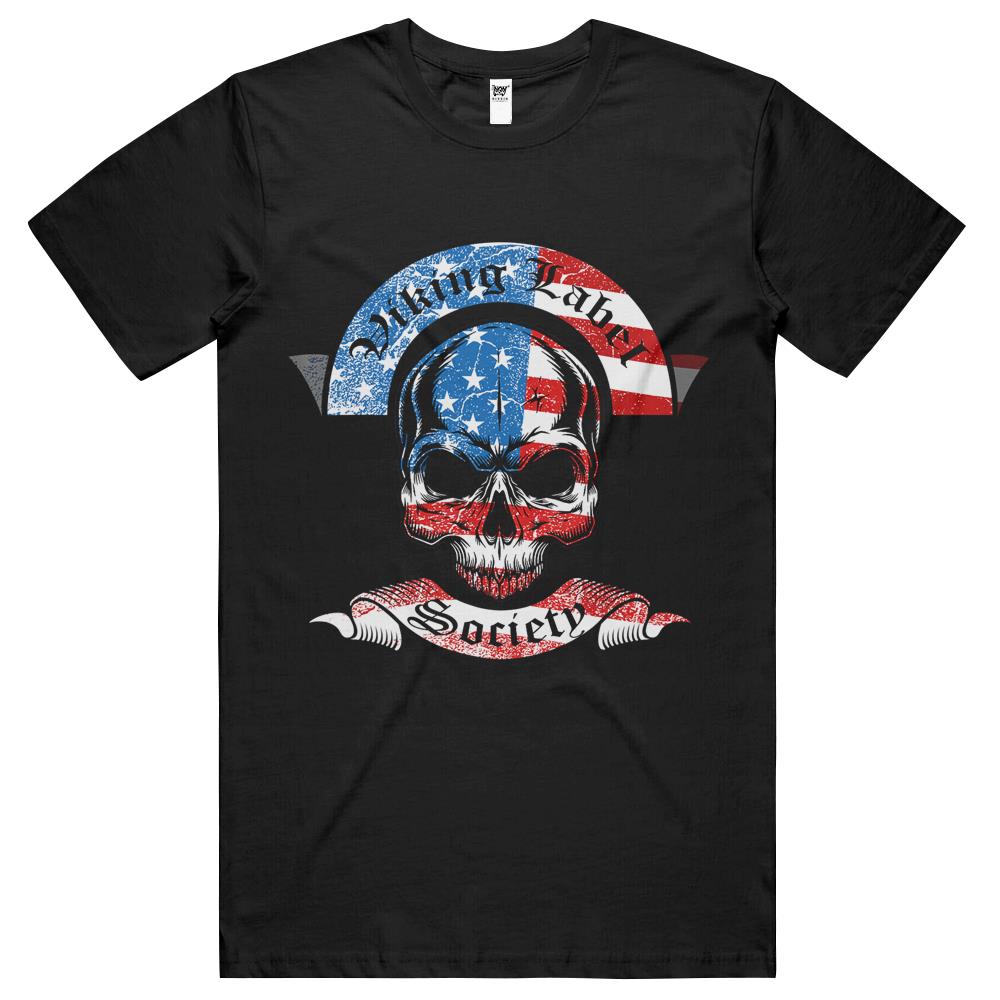 Viking Label Society American Flag Skull T Shirts