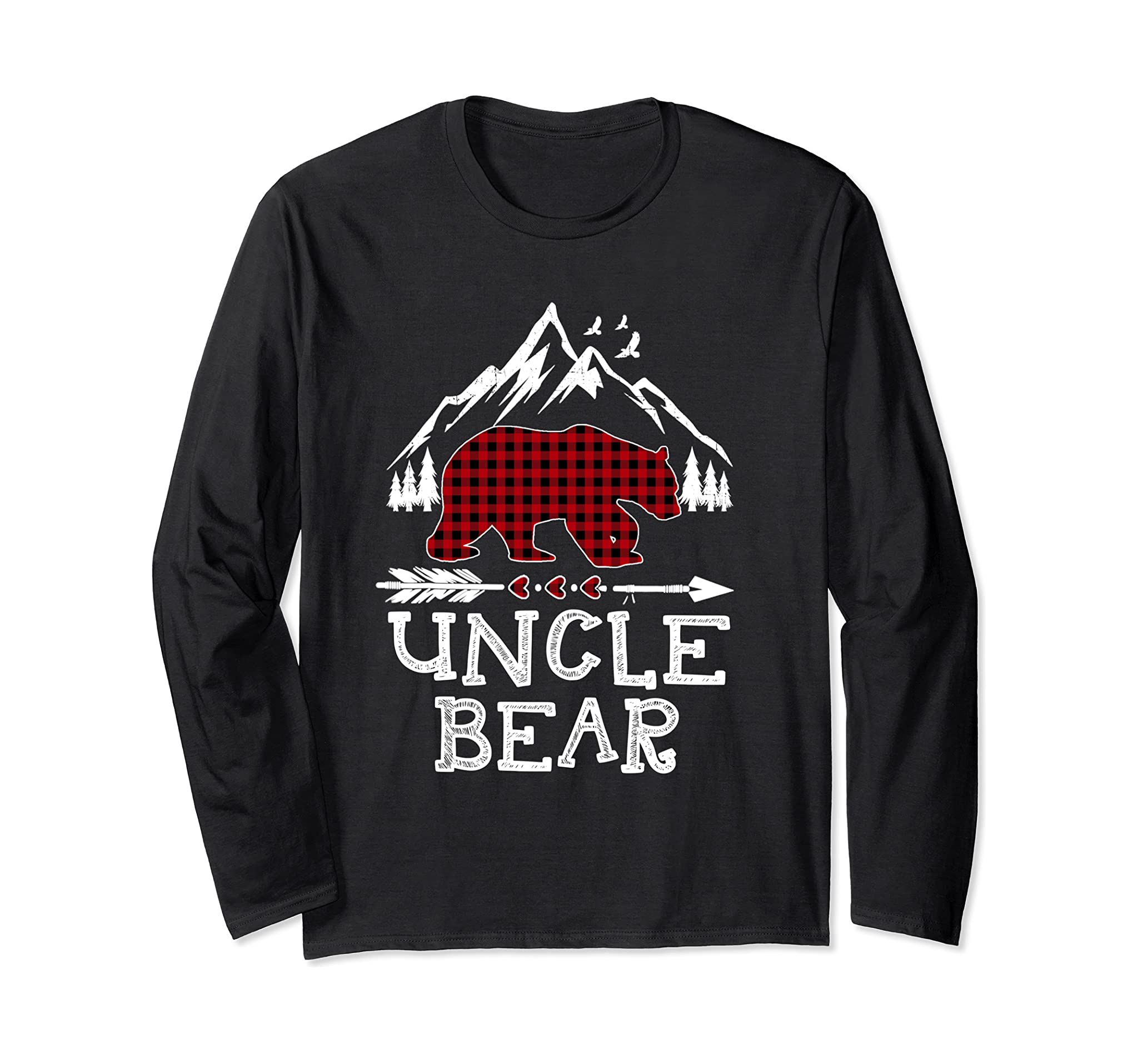 Uncle Bear Christmas Pajama Red Plaid Buffalo Family Gift Long Sleeve T-Shirt