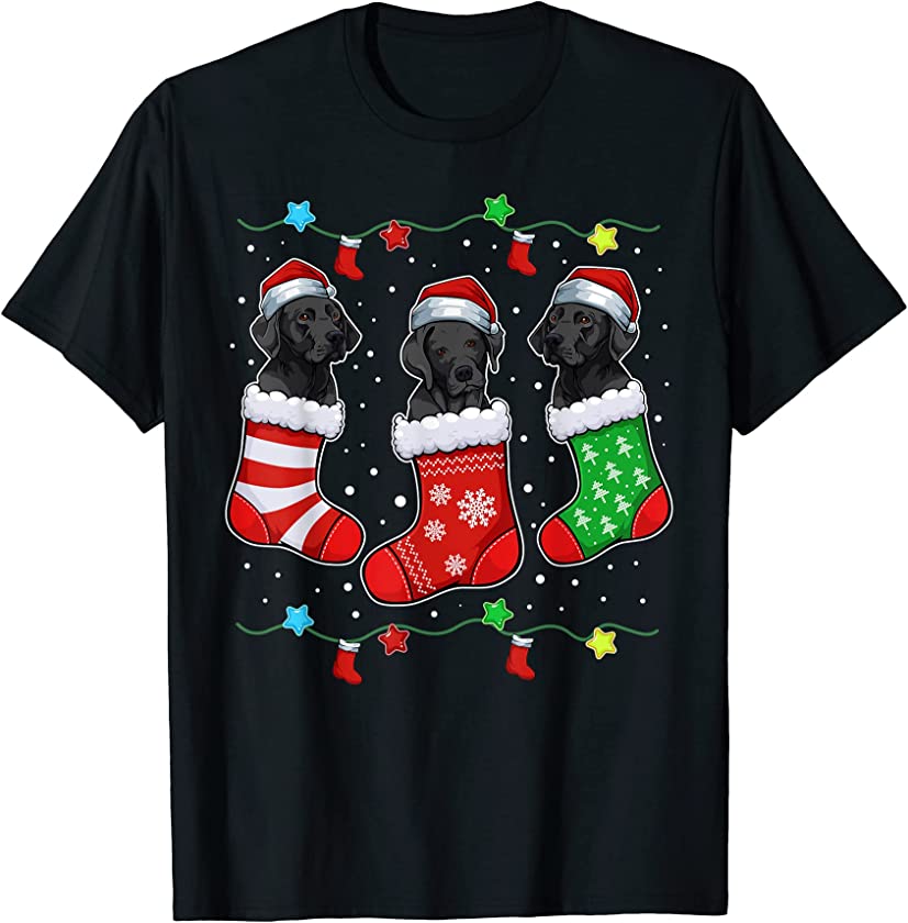 Labrador Santa Hat Socks Christmas Pajama Cute Dog Puppy T-Shirt