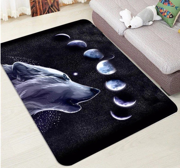 Wolf Moon Phase Area Rug Living Room Rug Home Decor Floor Decor VH3