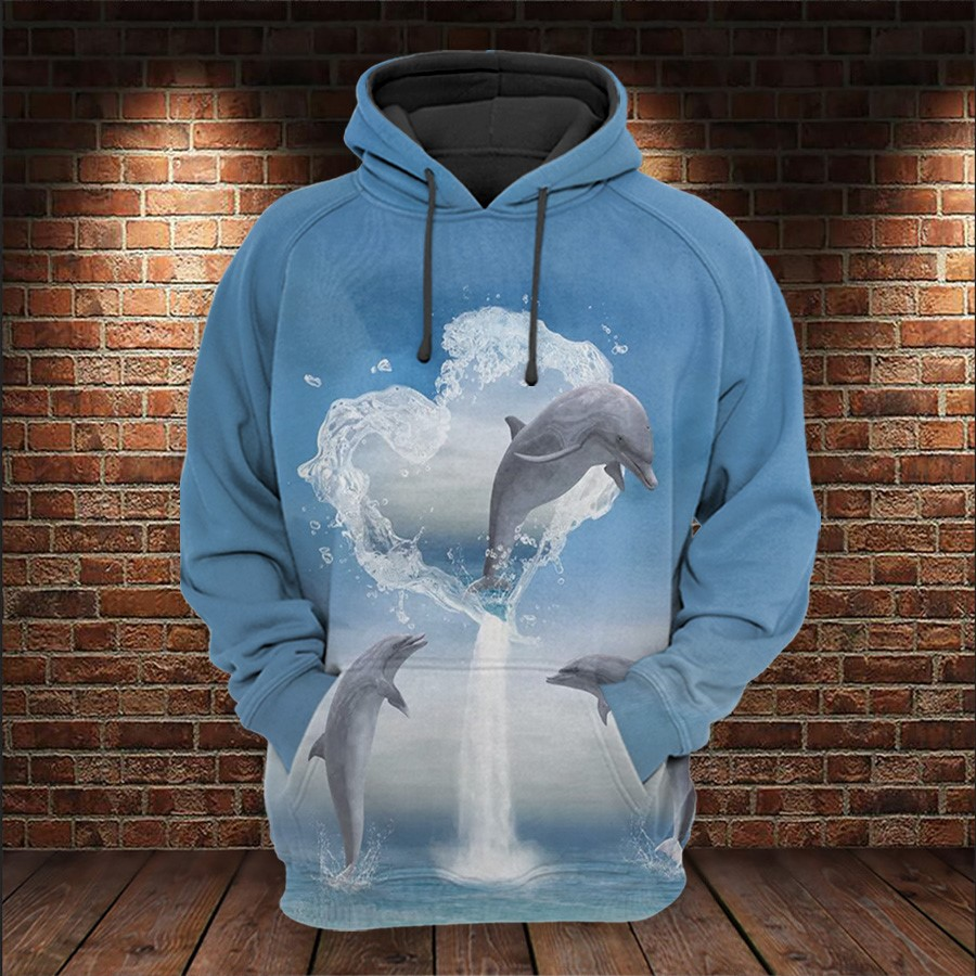 Love Dolphin Art 3D Hoodie