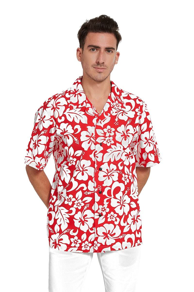 Hibiscus Flower Red White Best Design Hawaii Shirt Ha41490